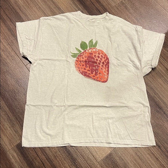 NWOT Anthropologie White Tee with Strawberry Graphic - Picture 2 of 6